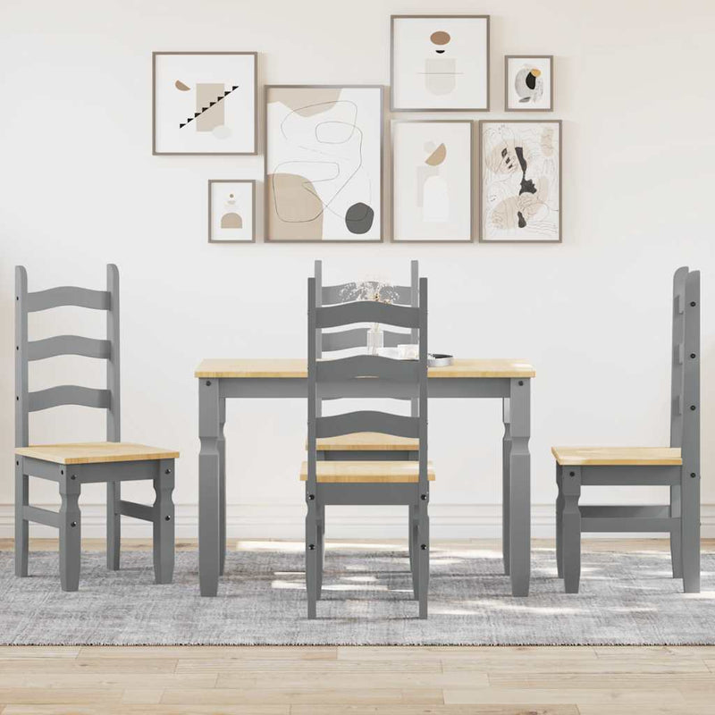 5 Piece Dining Set Panama Grey Solid Wood Pine