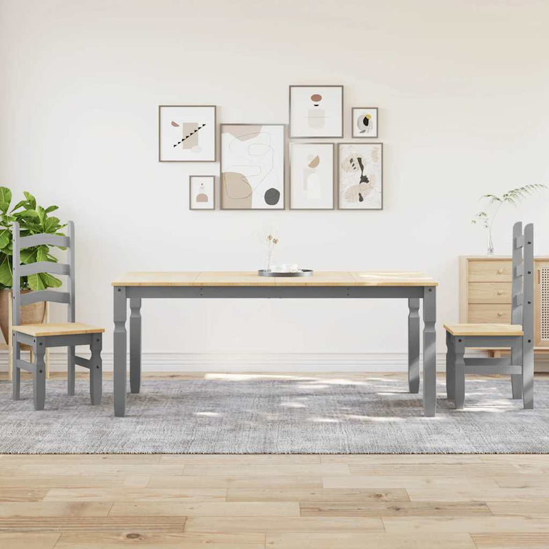 3 Piece Dining Set Panama Grey Solid Wood Pine