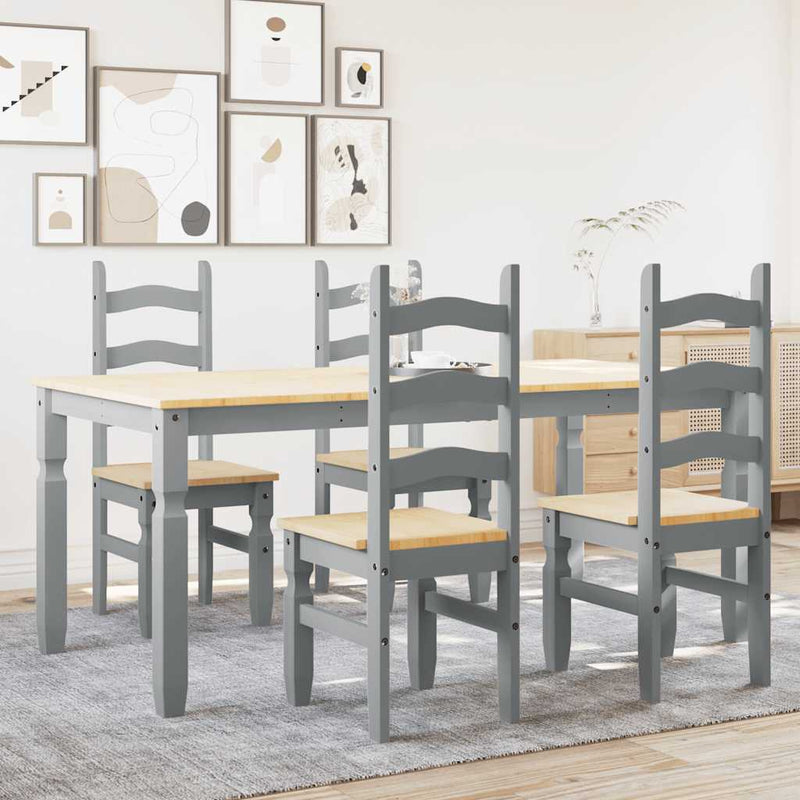 5 Piece Dining Set Panama Grey Solid Wood Pine