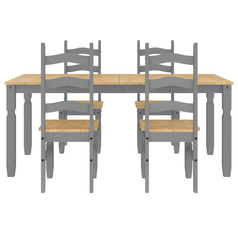 5 Piece Dining Set Panama Grey Solid Wood Pine