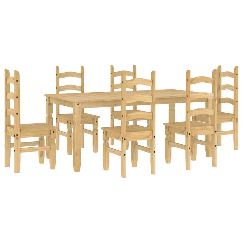 7 Piece Dining Set Panama Solid Wood Pine