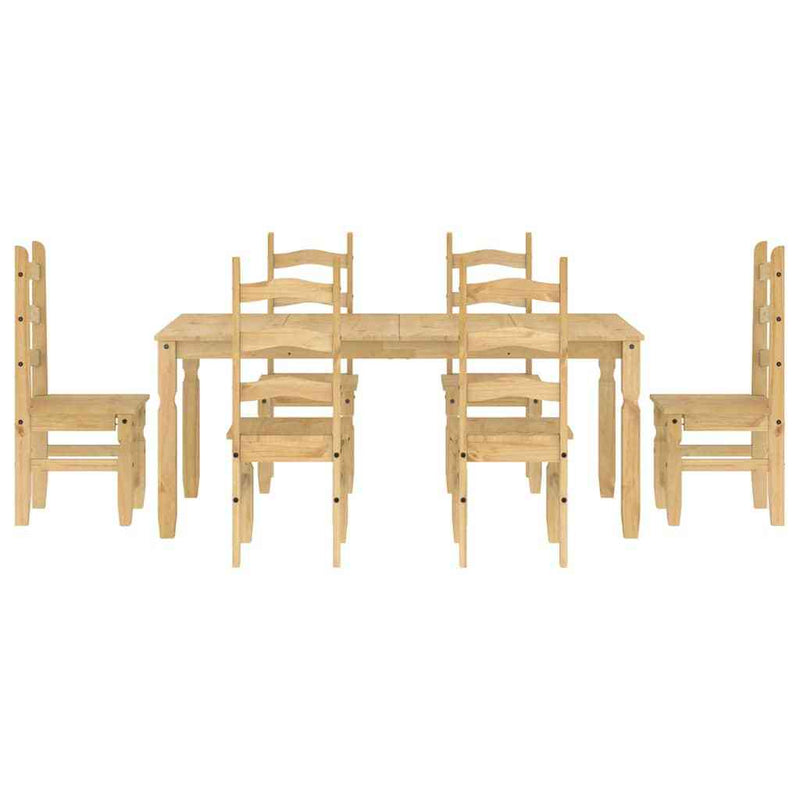 7 Piece Dining Set Panama Solid Wood Pine