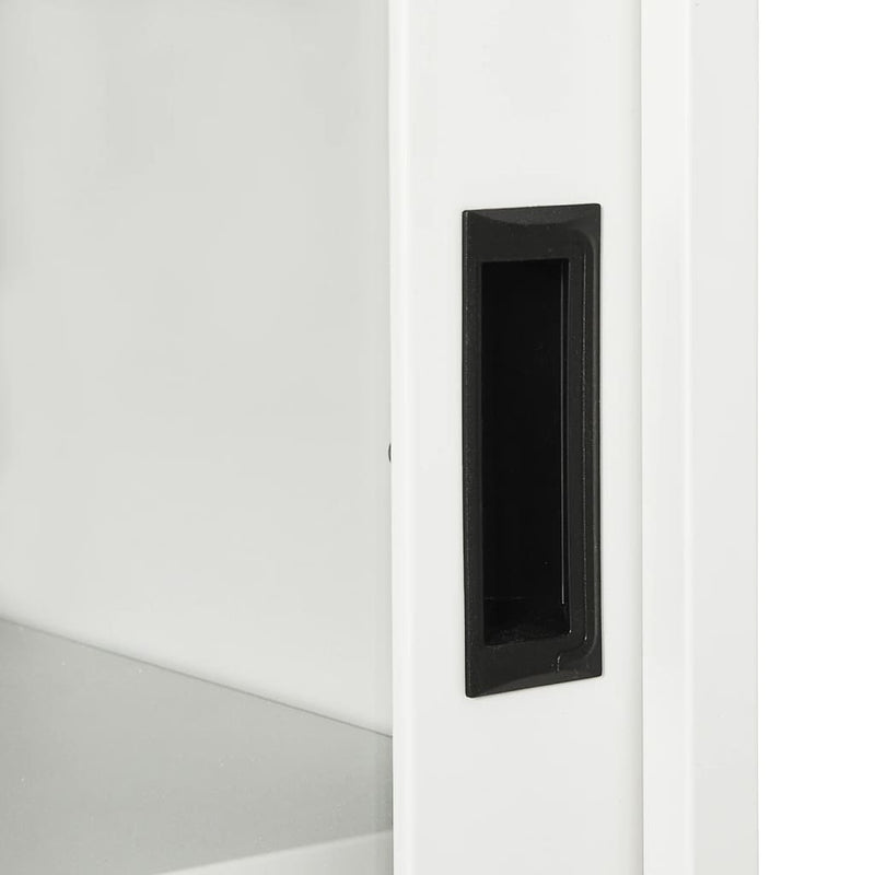 Sliding Door Cabinet White 90x40x90 cm Steel