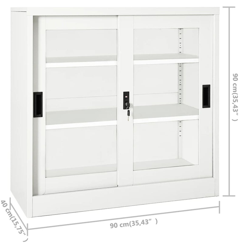 Sliding Door Cabinet White 90x40x90 cm Steel