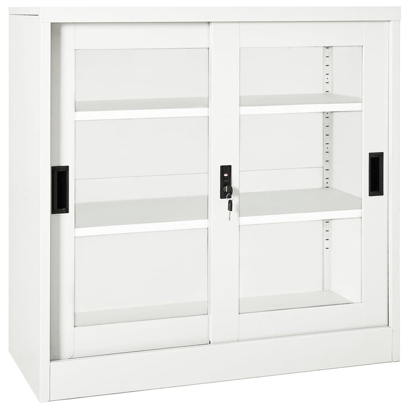 Sliding Door Cabinet White 90x40x90 cm Steel