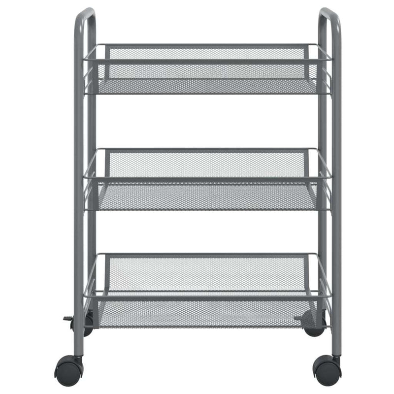 3-Tier Kitchen Trolley Grey 46x26x64 cm Iron