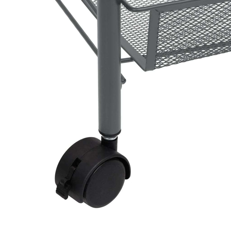 3-Tier Kitchen Trolley Grey 46x26x64 cm Iron