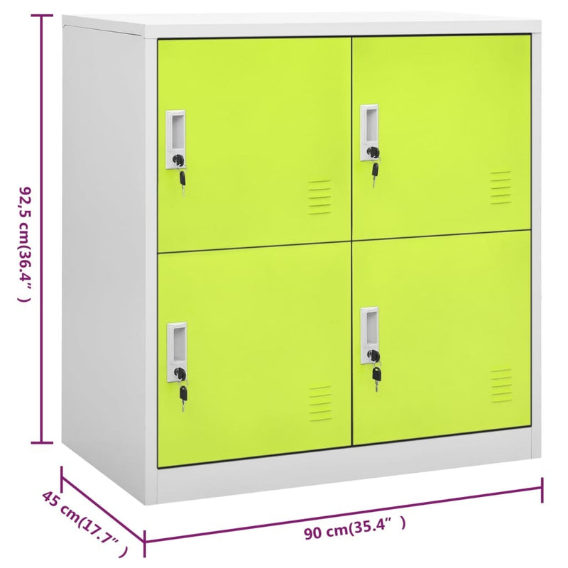 Locker Cabinet Light Grey and Green 90x45x92.5 cm Steel