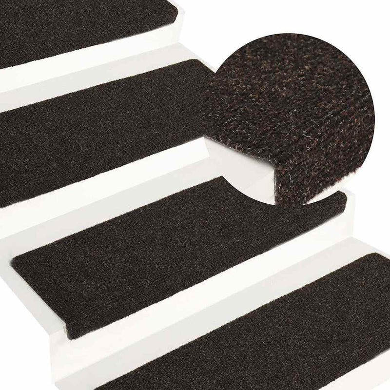 Stair Mats Self-adhesive 30 pcs Dark Brown 65x21x4 cm