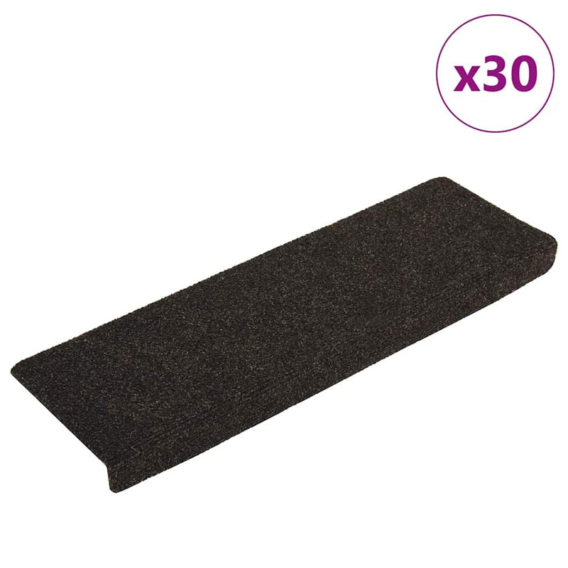 Stair Mats Self-adhesive 30 pcs Dark Brown 65x21x4 cm