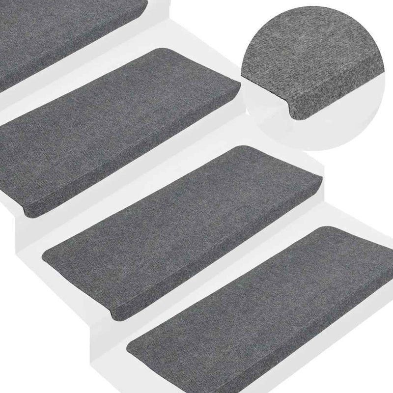 Stair Mats Self-adhesive 30 pcs Grey 65x24.5x3.5 cm