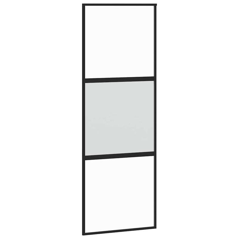 Sliding Door with Hardware Set Black 76x205 cm Tempered Glass