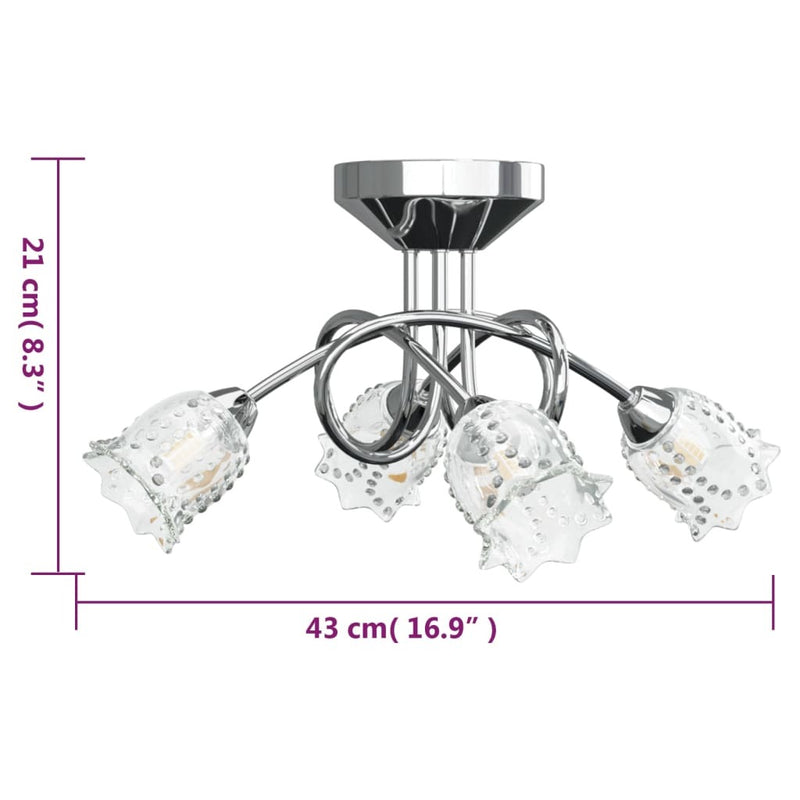 vidaXL Ceiling Lamp with Glass Flower Shades for 4 G9 LED Lights