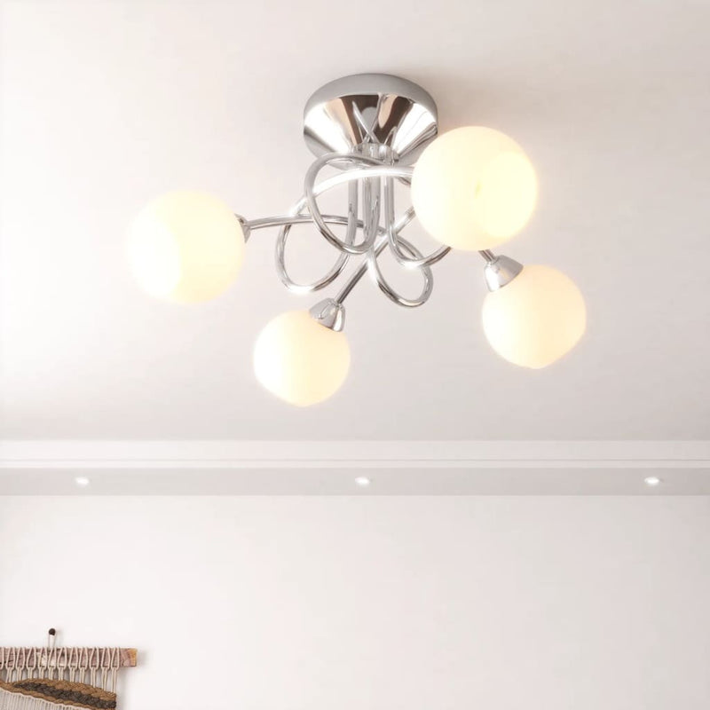 vidaXL Ceiling Lamp with Round Ceramic Shades for 4 G9 LED Lights