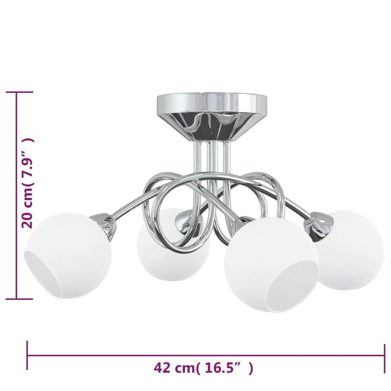 vidaXL Ceiling Lamp with Round Ceramic Shades for 4 G9 LED Lights