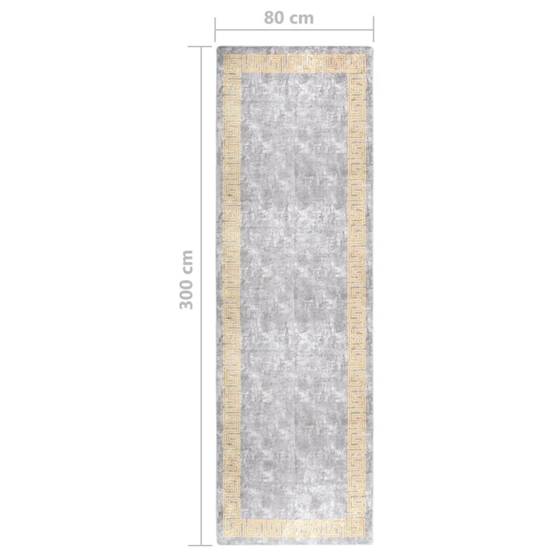 Rug Washable 80x300 cm Grey Anti Slip