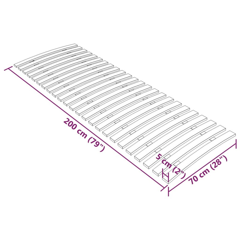 Slatted Bed Base with 24 Slats 70x200 cm