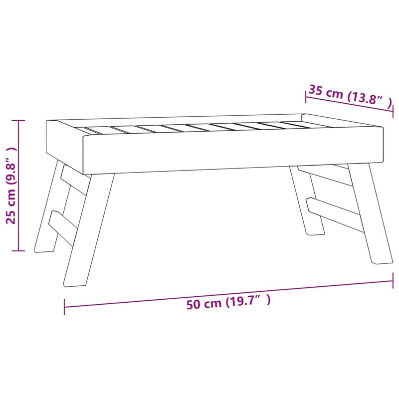 Folding Tray 55x35x25 cm Solid Wood Teak