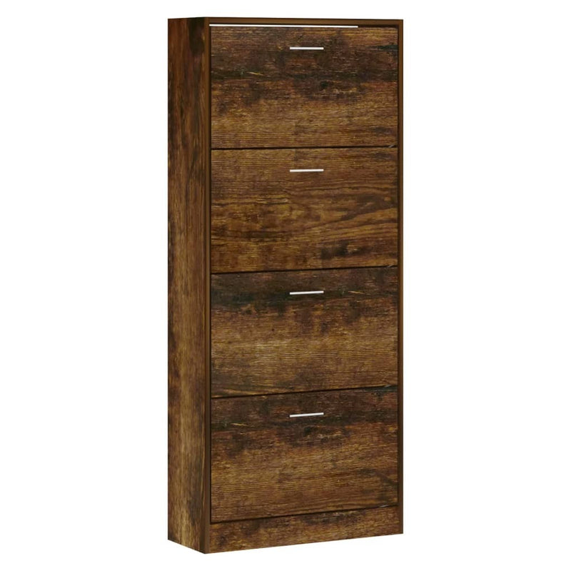 Shoe Cabinet Smoked Oak 63x24x147 cm Engineered Wood