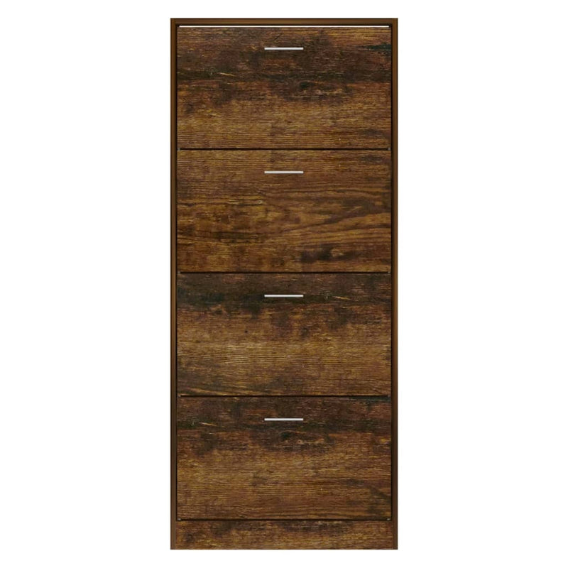 Shoe Cabinet Smoked Oak 63x24x147 cm Engineered Wood