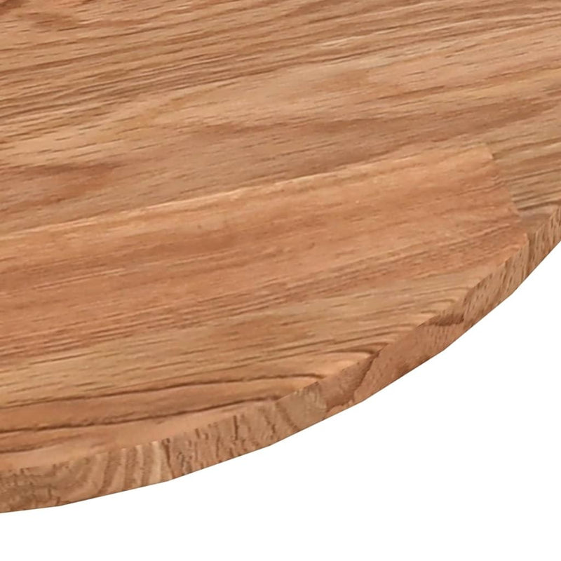 Round Table Top Light Brown 30x1.5 cm Treated Solid Wood Oak