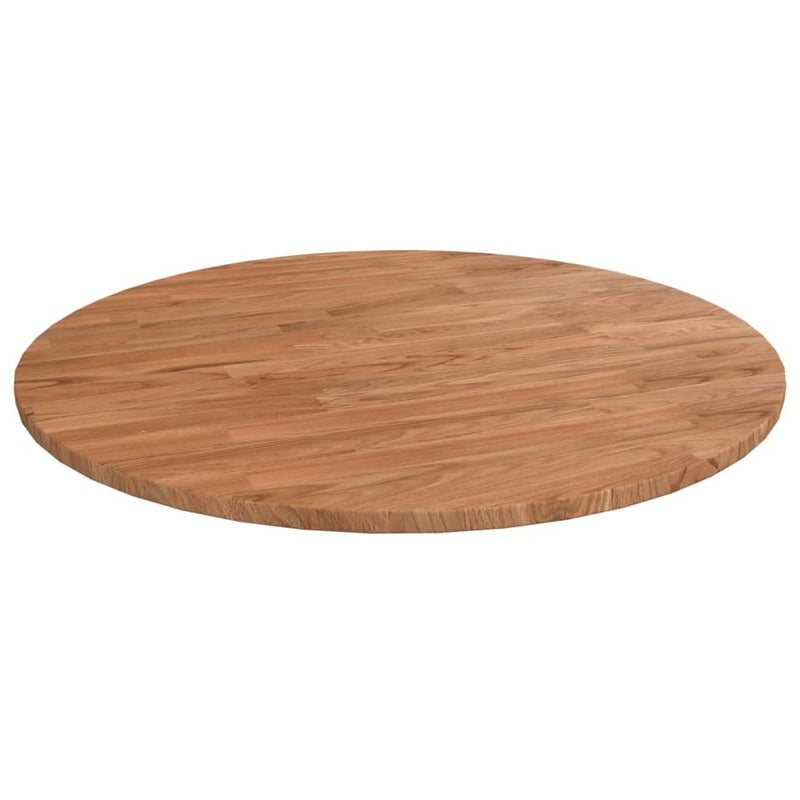 Round Table Top Light Brown 60x1.5 cm Treated Solid Wood Oak