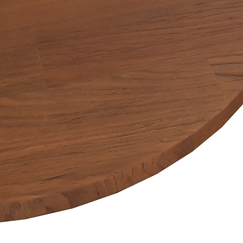 Round Table Top Dark Brown 70x1.5 cm Treated Solid Wood Oak