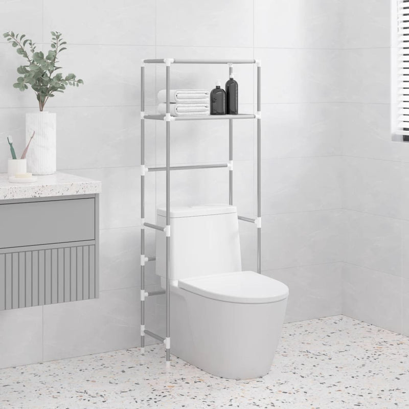 2-Tier Storage Rack over Toilet Grey 53.5x28x143 cm Iron