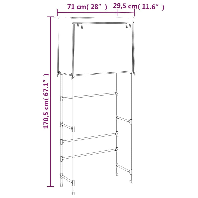 2-Tier Storage Rack over Laundry Machine Black 71x29.5x170.5 cm Iron