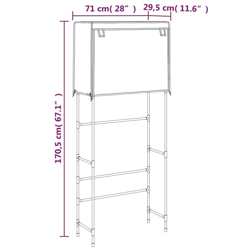 2-Tier Storage Rack over Laundry Machine Grey 71x29.5x170.5 cm Iron