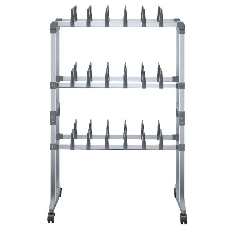 Shoe Rack with Wheels Silver 66x27x100 cm