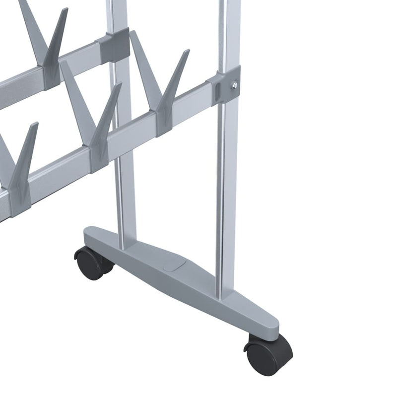 Shoe Rack with Wheels Silver 66x27x100 cm