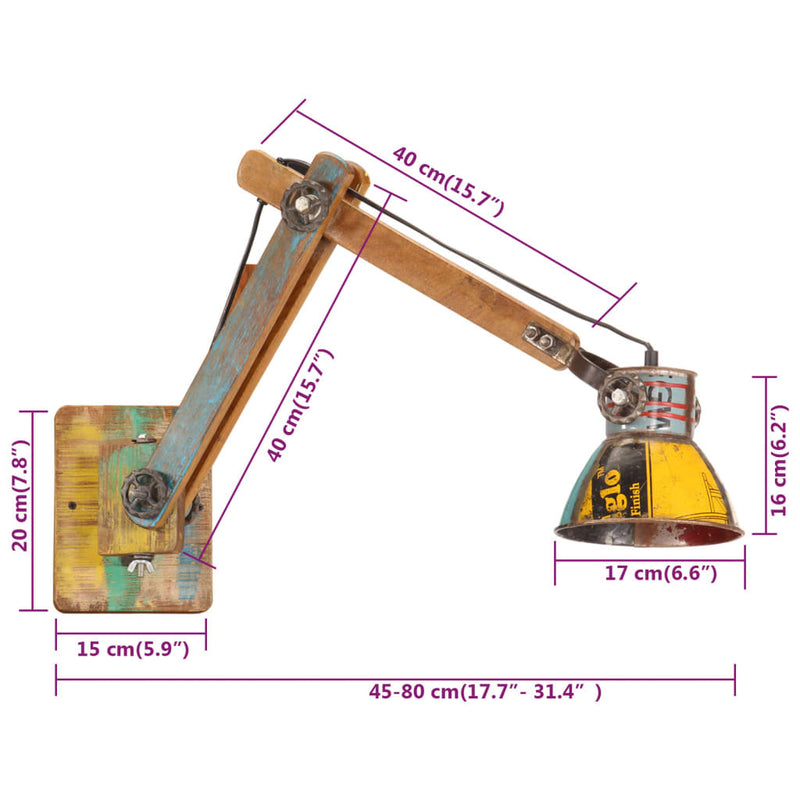 vidaXL Wall Lamp Industrial Style Multicolour Round E27