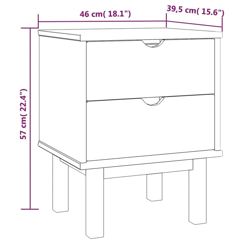 Bedside Cabinet OTTA 45x39x57 cm Solid Wood Pine