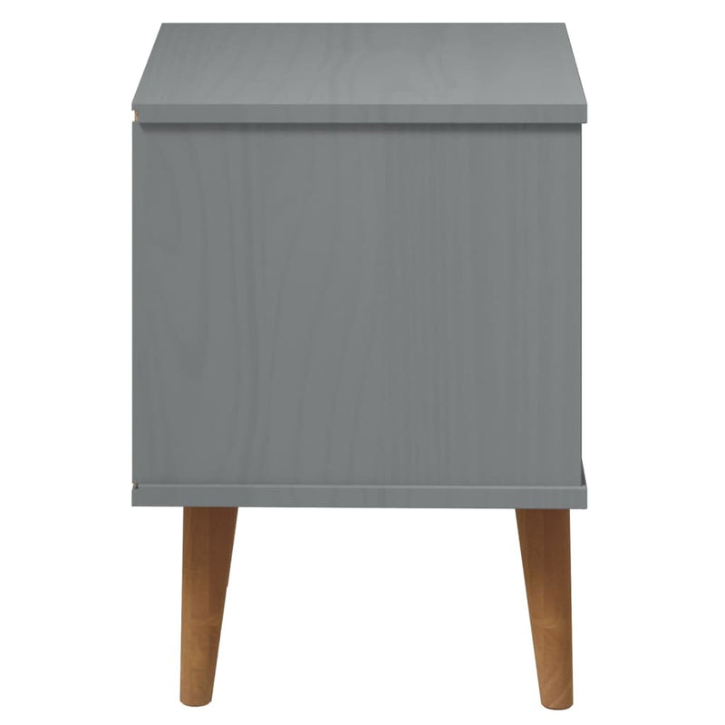 Bedside Cabinet MOLDE Grey 40x35x48 cm Solid Wood Pine