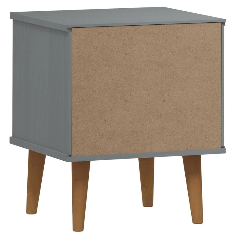 Bedside Cabinet MOLDE Grey 40x35x48 cm Solid Wood Pine