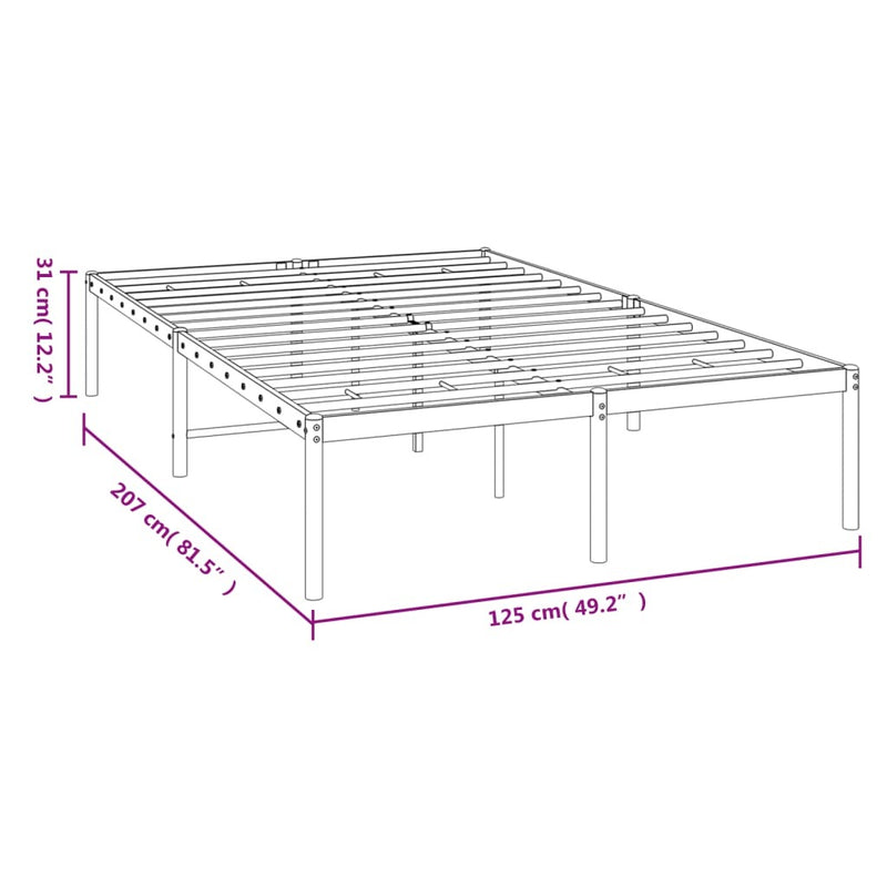 Metal Bed Frame without Mattress Black 120x200cm