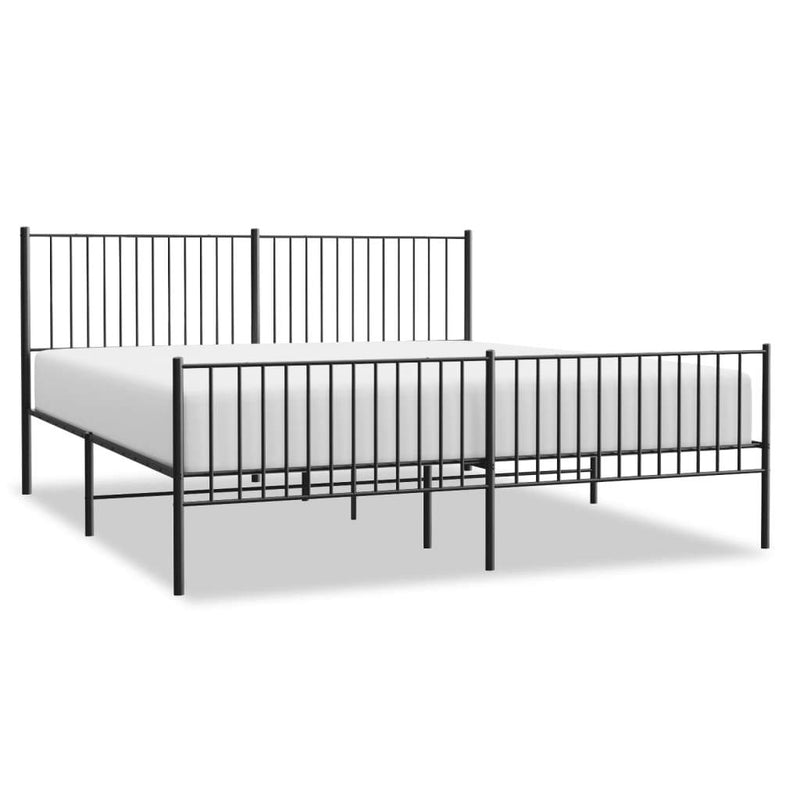 Metal Bed Frame without Mattress with Footboard Black 200x200cm