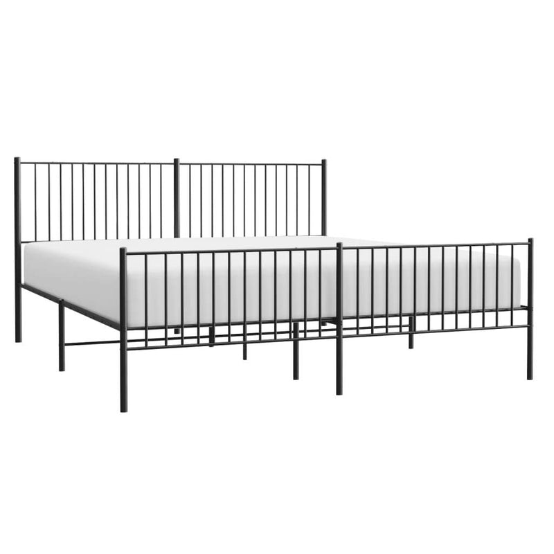 Metal Bed Frame without Mattress with Footboard Black 200x200cm