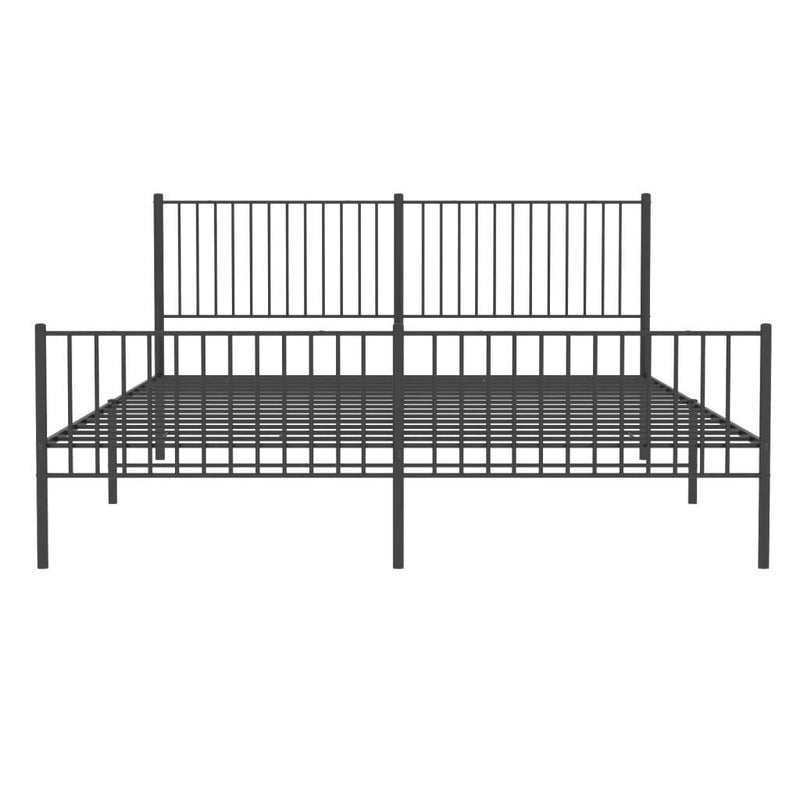 Metal Bed Frame without Mattress with Footboard Black 200x200cm