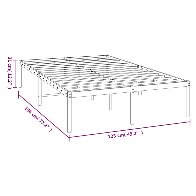 Metal Bed Frame without Mattress White 120x190cm