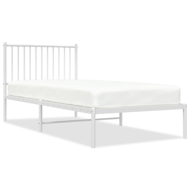 Metal Bed Frame without Mattress with Headboard White 90x200cm