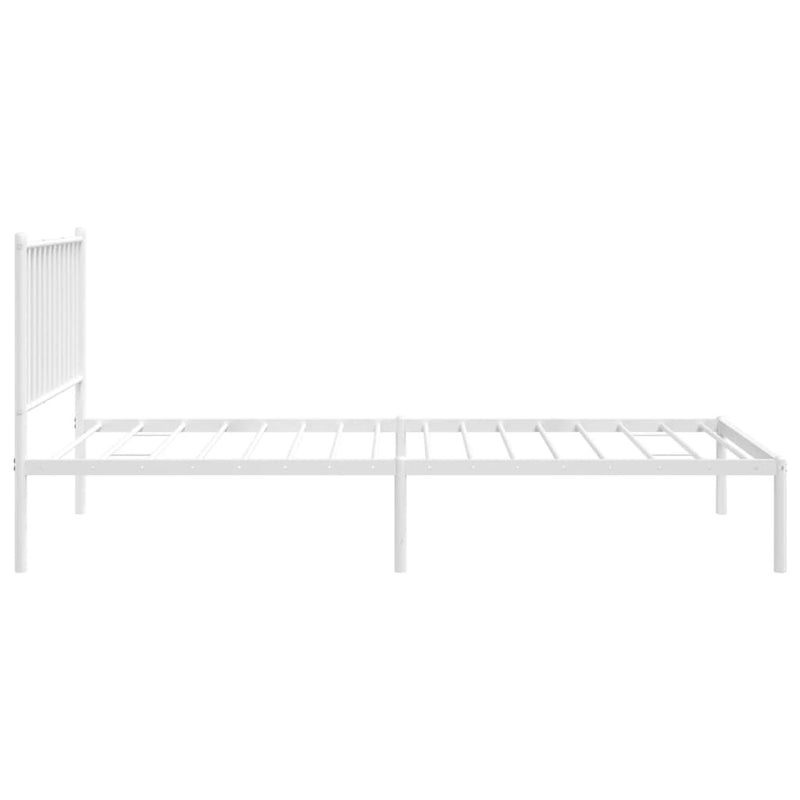 Metal Bed Frame without Mattress with Headboard White 90x200cm