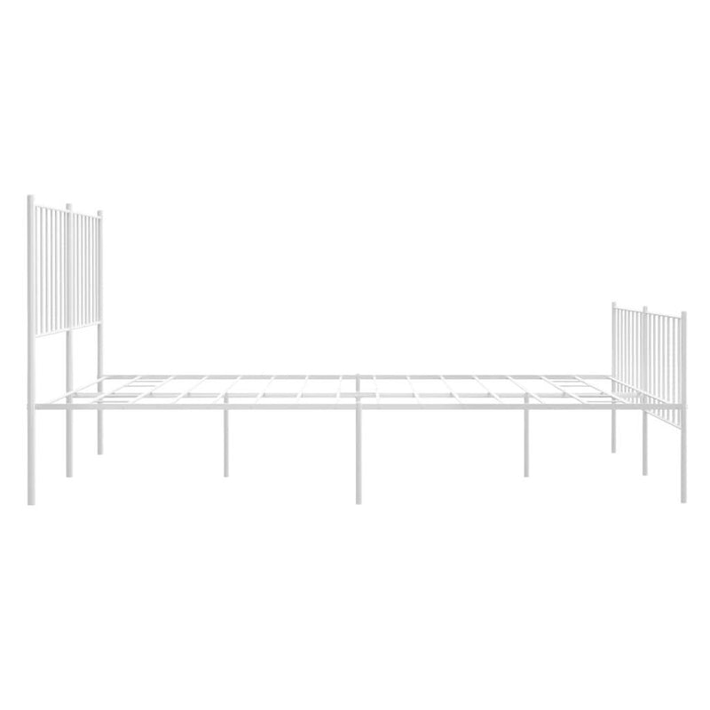 Metal Bed Frame without Mattress with Footboard White 120x190cm