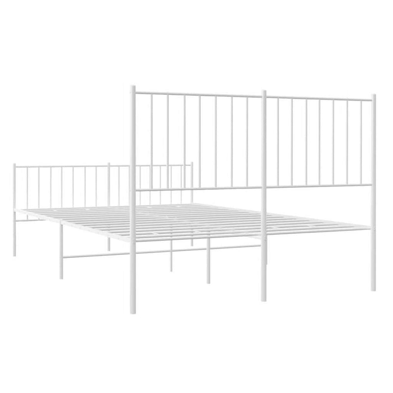 Metal Bed Frame without Mattress with Footboard White 120x190cm