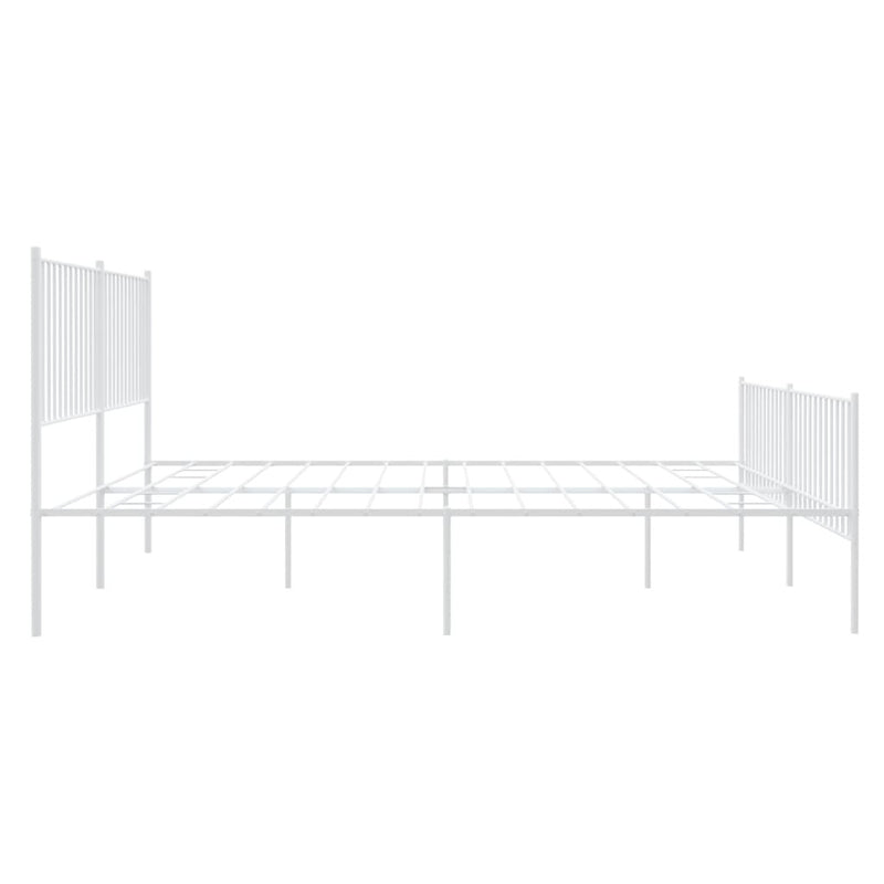 Metal Bed Frame without Mattress with Footboard White 183x213cm