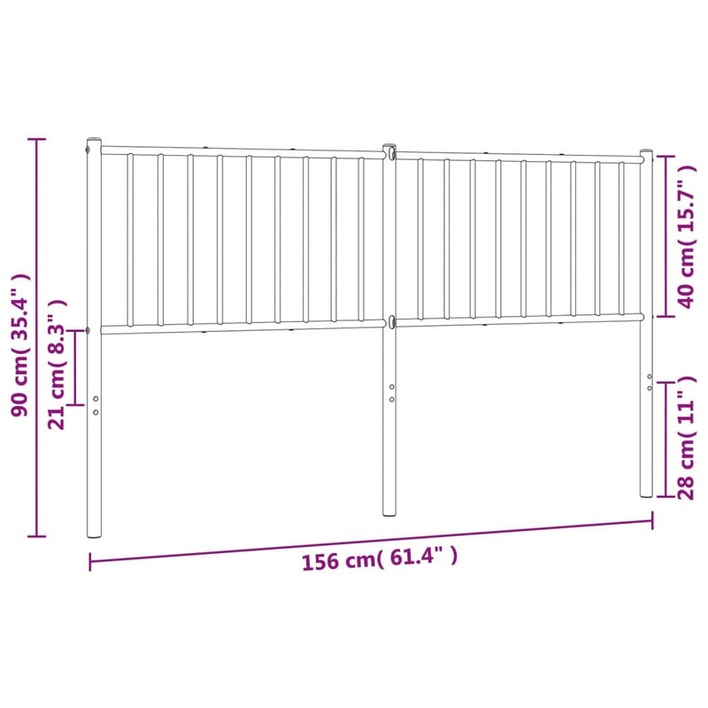 Metal Headboard White 150 cm