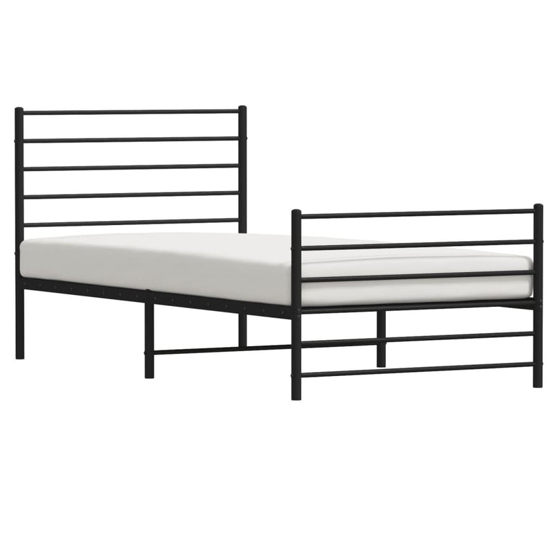 Metal Bed Frame without Mattress with Footboard Black 100x200cm