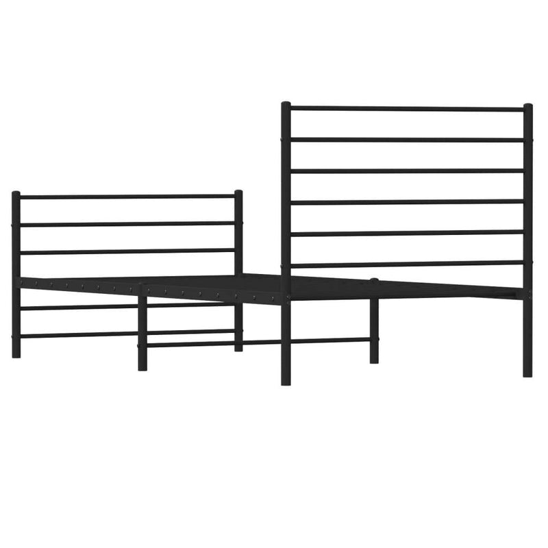 Metal Bed Frame without Mattress with Footboard Black 100x200cm