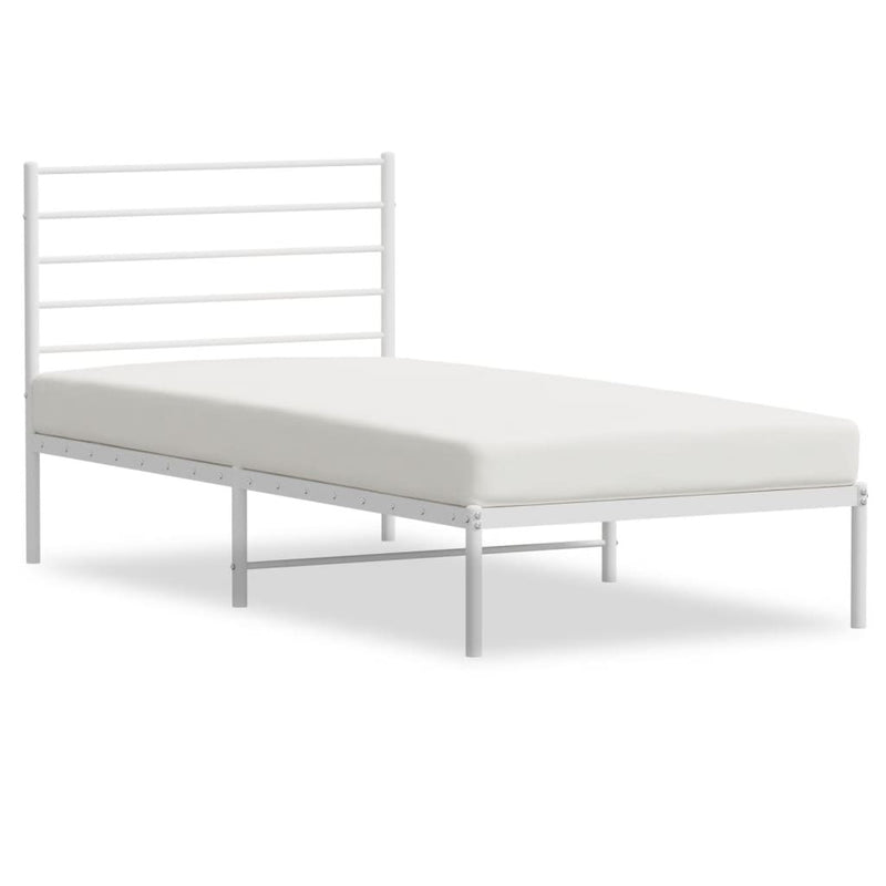 Metal Bed Frame without Mattress with Headboard White 90x200cm